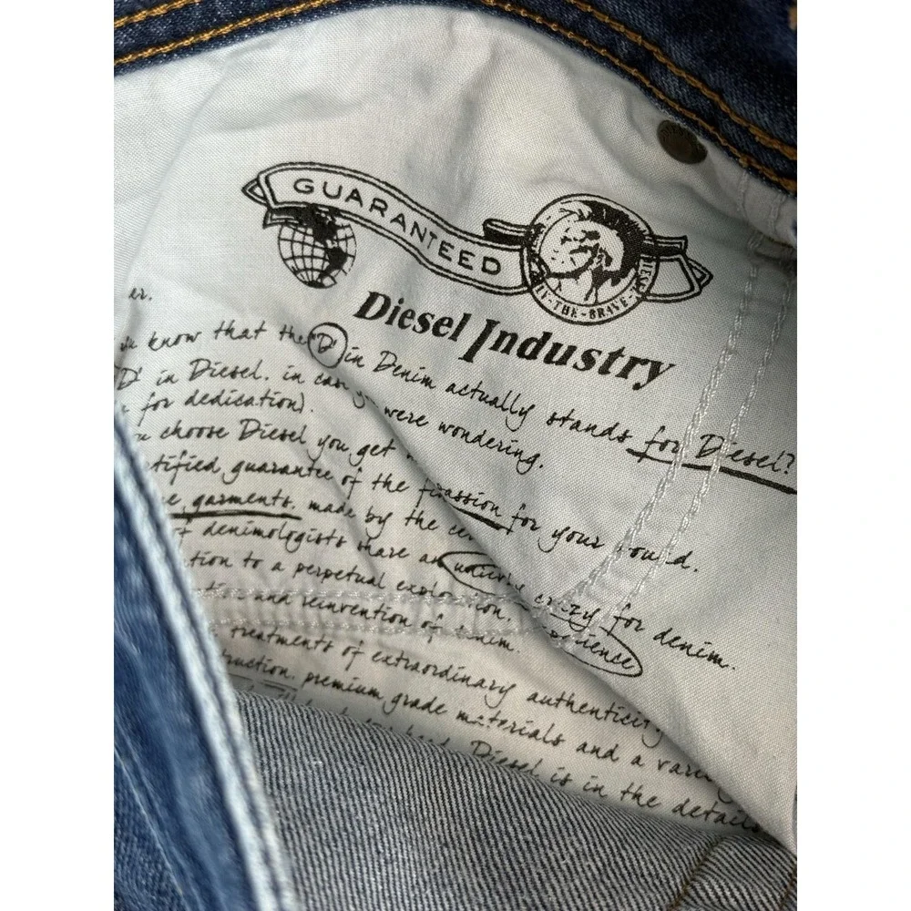 Diesel Safado Jeans Mens 33x34 Medium Wash Blue Slim Straight Distressed Denim